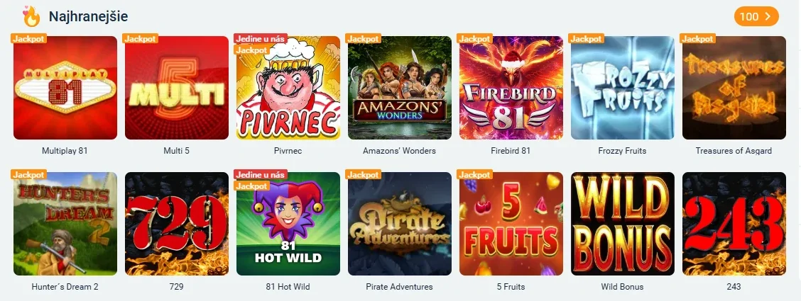 Najhranejšie automaty v kasíne Tipsport